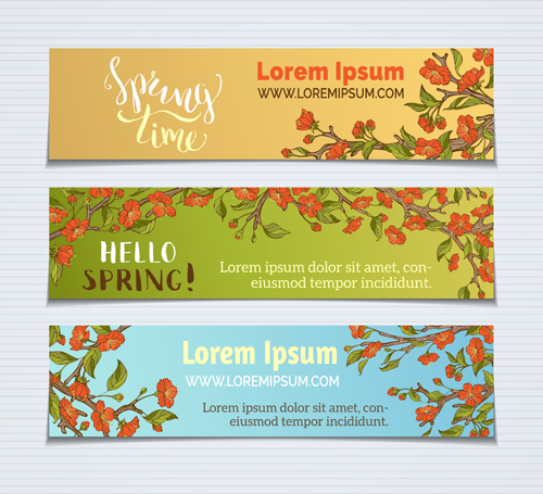 Beautiful flower with spring banners vector 05 spring flower beautiful banners   