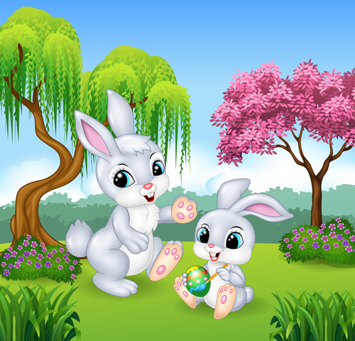 Cartoon easter rabbit cute vector material 02 rabbit easter cute cartoon   