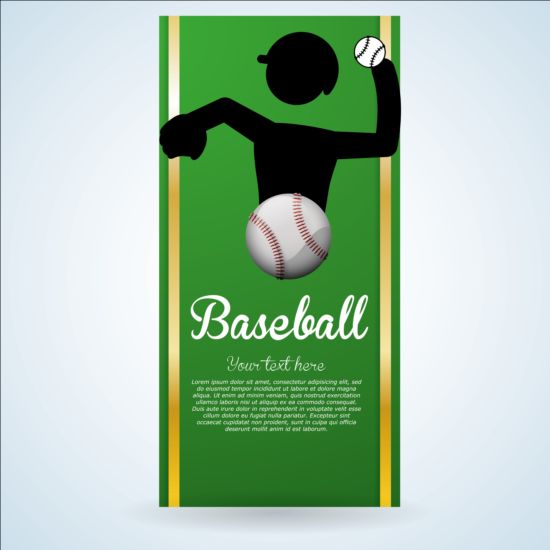 Baseball green banner with people silhouette vectors set 17 silhouette people green baseball banner   