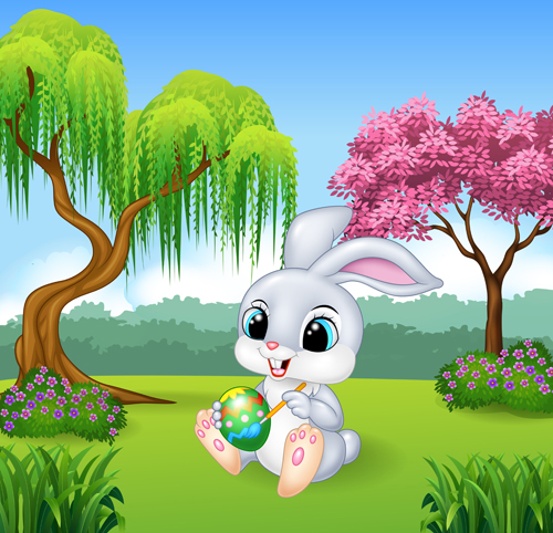 Cartoon easter rabbit cute vector material 01 rabbit easter cute cartoon   