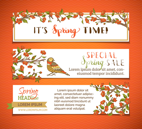 Beautiful flower with spring banners vector 04 spring flower beautiful banners   