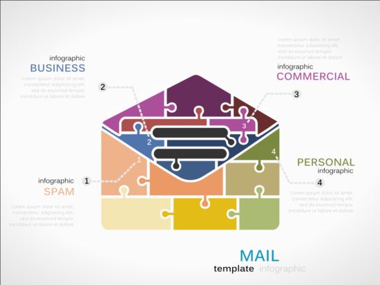 Puzzle with infographic template vectors 07 puzzle infographic   