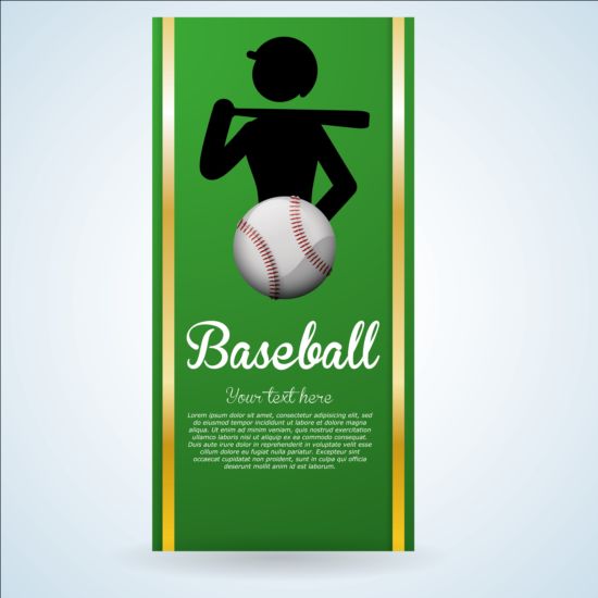 Baseball green banner with people silhouette vectors set 16 silhouette people green baseball banner   