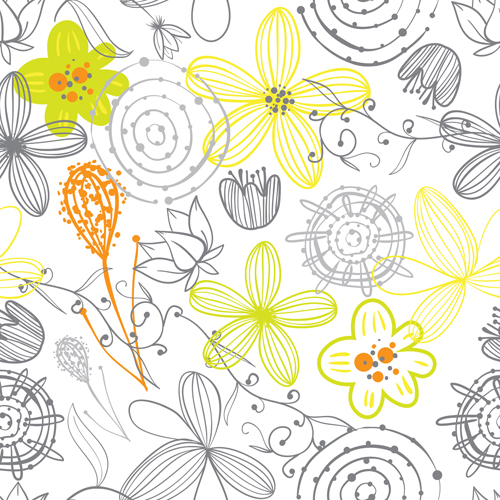 Doodle flowers hand drawing vector pattern 09 pattern hand flowers drawing doodle   