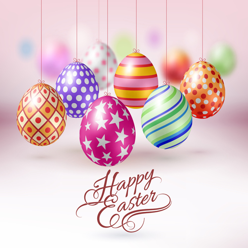 Easter hanging egg with blurs background vector 08 hanging egg easter blurs background   