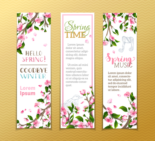 Beautiful flower with spring banners vector 03 spring flower beautiful banners   