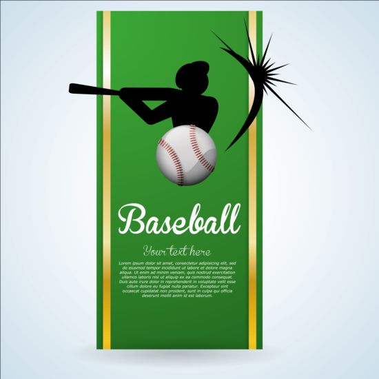 Baseball green banner with people silhouette vectors set 15 silhouette people green baseball banner   