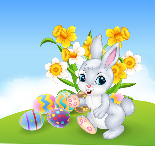 Cartoon easter rabbit cute vector material 09 rabbit easter cute cartoon   