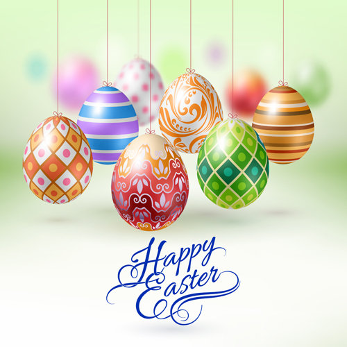 Easter hanging egg with blurs background vector 07 hanging egg easter blurs background   