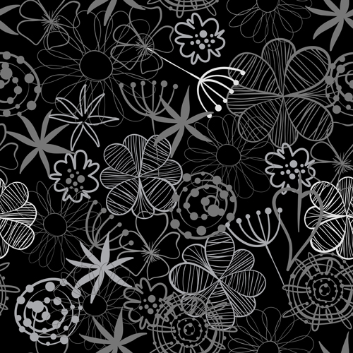 Doodle flowers hand drawing vector pattern 08 pattern hand flowers drawing doodle   