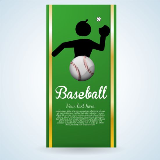 Baseball green banner with people silhouette vectors set 14 silhouette people green baseball banner   