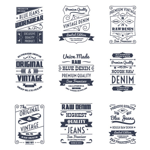 Vintage denim labels creative vector vintage labels denim creative   