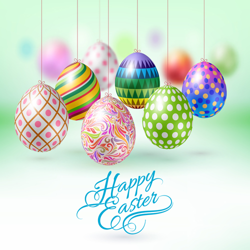 Easter hanging egg with blurs background vector 06 hanging egg easter blurs background   