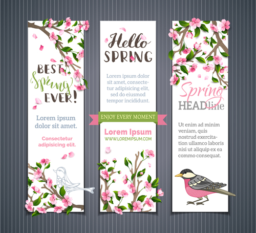 Beautiful flower with spring banners vector 02 spring flower beautiful banners   