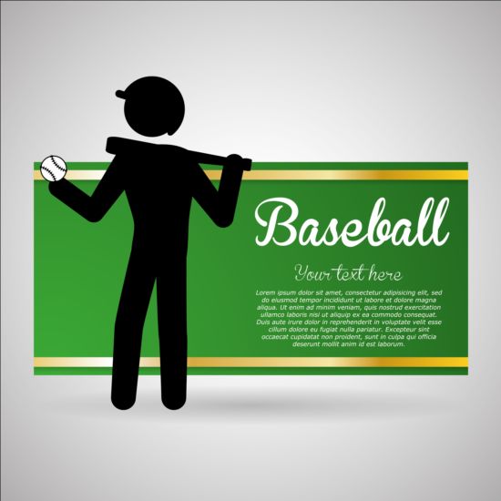 Baseball green banner with people silhouette vectors set 03 silhouette people green baseball banner   