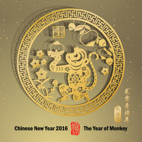 Chinese new year 2016 of monkey design vector year new monkey design chinese 2016   