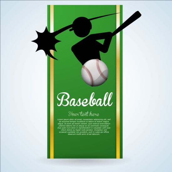 Baseball green banner with people silhouette vectors set 12 silhouette people green baseball banner   