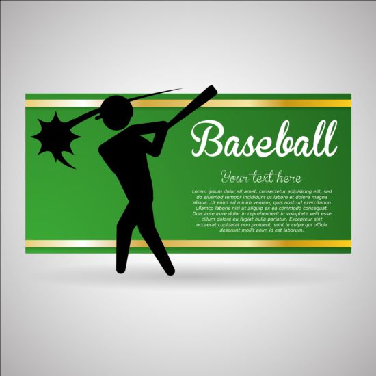Baseball green banner with people silhouette vectors set 02 silhouette people green baseball banner   