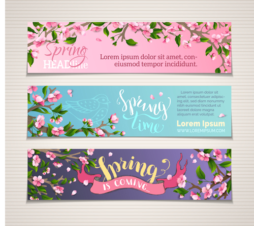 Beautiful flower with spring banners vector 01 spring flower beautiful banners   
