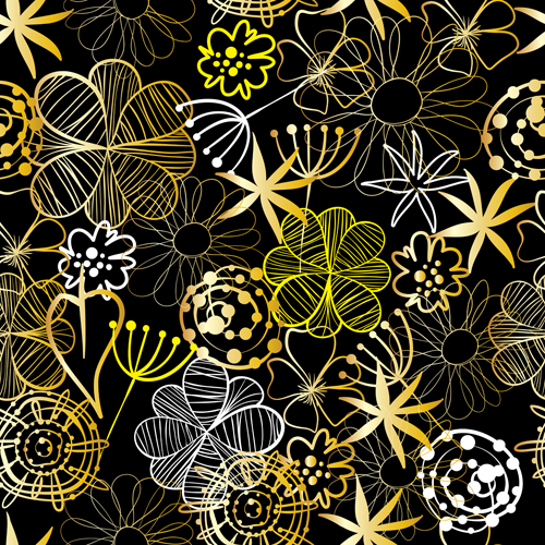 Doodle flowers hand drawing vector pattern 06 pattern hand flowers drawing doodle   