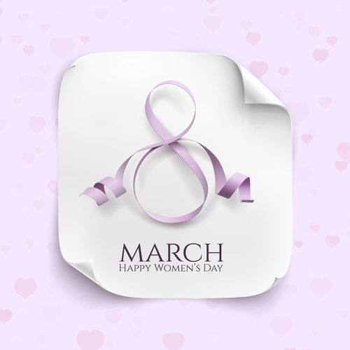 Woman day 8 march card with ribbon vector 04 woman ribbon March card   