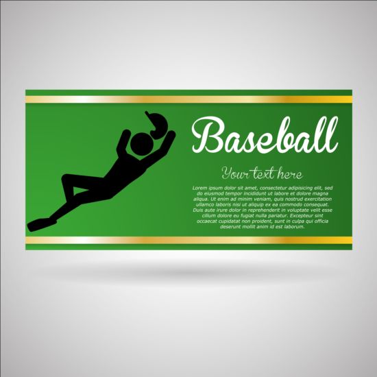 Baseball green banner with people silhouette vectors set 10 silhouette people green baseball banner   