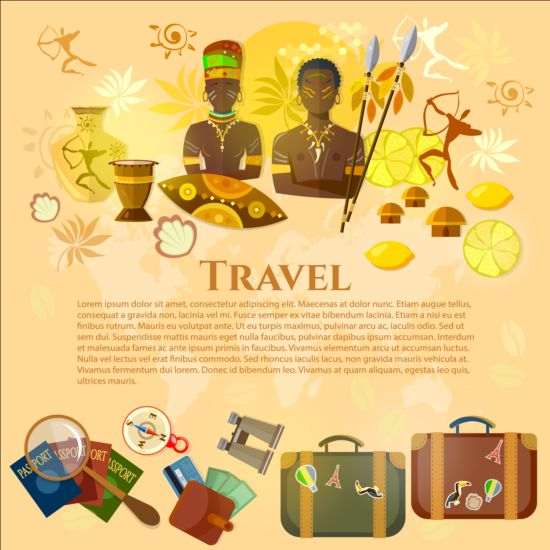 Africa travel with culture vector background travel culture background Africa   