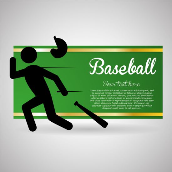 Baseball green banner with people silhouette vectors set 08 silhouette people green baseball banner   