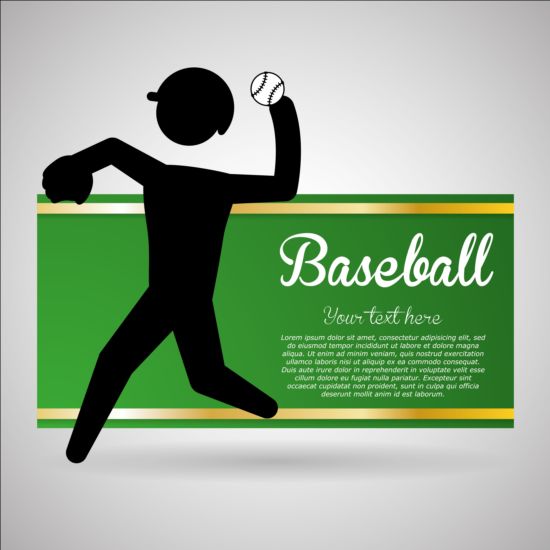 Baseball green banner with people silhouette vectors set 07 silhouette people green baseball banner   