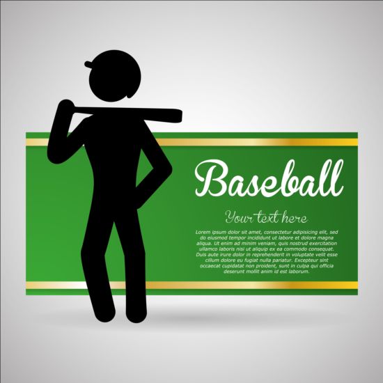 Baseball green banner with people silhouette vectors set 06 silhouette people green baseball banner   