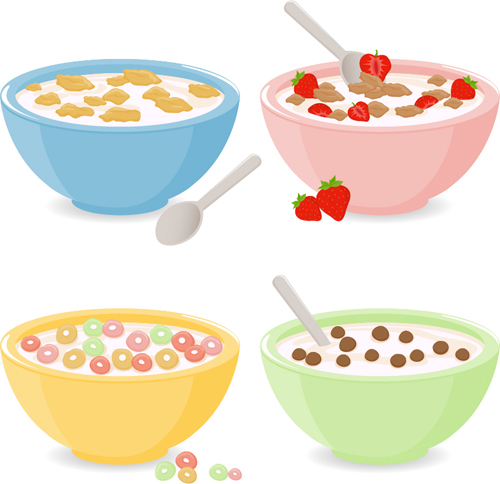 Cereal and bowls vector cereal bowls   