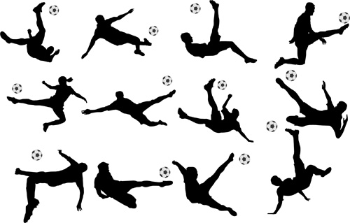 Football with people silhouetters vectors set 03 silhouetters people football   