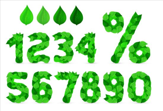 leaves with numbers vector design numbers leaves   