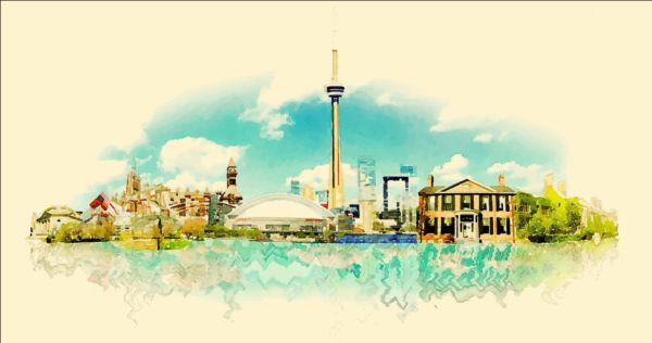 Watercolor toronto vector watercolor toronto   