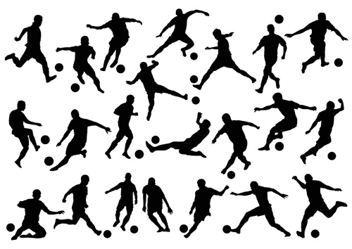 Football with people silhouetters vectors set 01 silhouetters people football   
