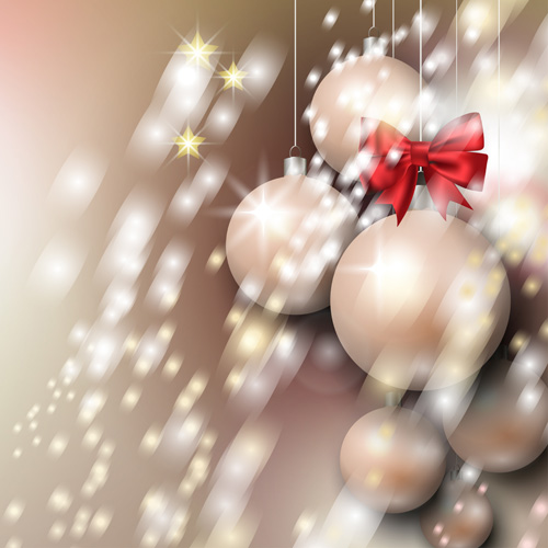 Christmas baubles with bow art background vector 03 christmas bow baubles   