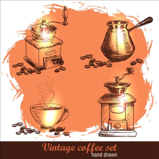 Vintage coffee poster heand drawn vector 09 vintage poster heand drawn coffee   