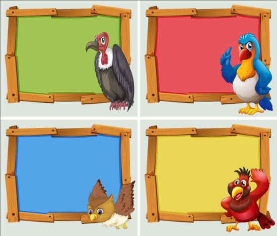 Cute animal and wooden photo frame vector 12 wooden photo frame cute Animal   