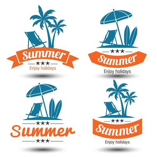 Blue summer holiady labels vector set 06 summer labels   