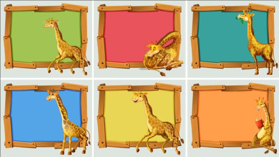 Cute animal and wooden photo frame vector 10 wooden photo frame cute Animal   