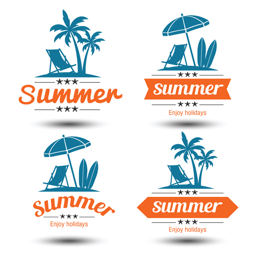 Blue summer holiady labels vector set 05 summer labels   