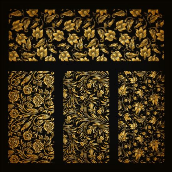 Golden floral ornaments vector material 02 ornaments golden floral   