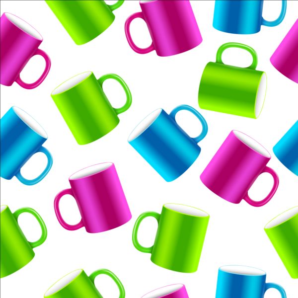 Colored mug seamless pattern vector seamless pattern mug colored   