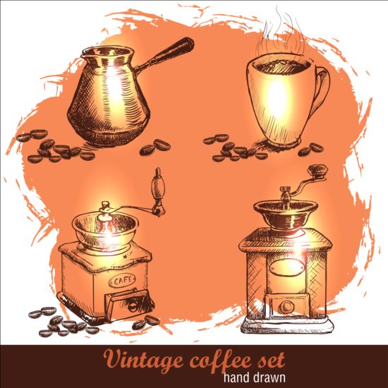 Vintage coffee poster heand drawn vector 07 vintage poster heand drawn coffee   