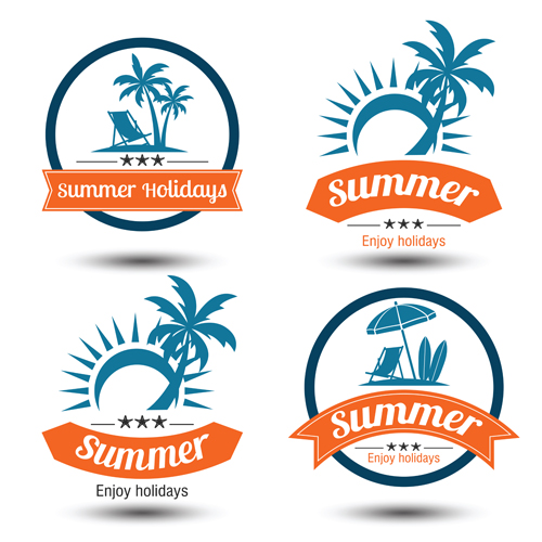 Blue summer holiady labels vector set 04 summer labels   