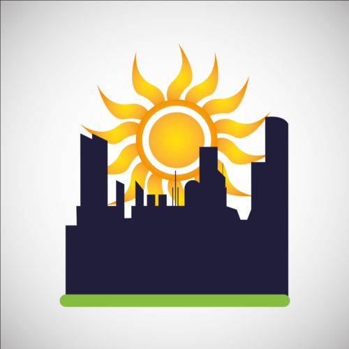 City silhouette with sun background vector 04 sun silhouette city   