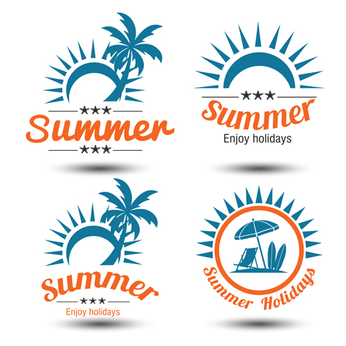 Blue summer holiady labels vector set 01 summer labels   