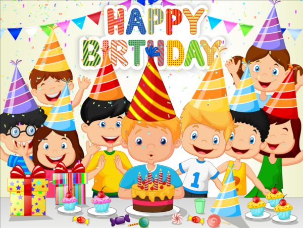 Birthday background with children vector design 03 children birthday background   