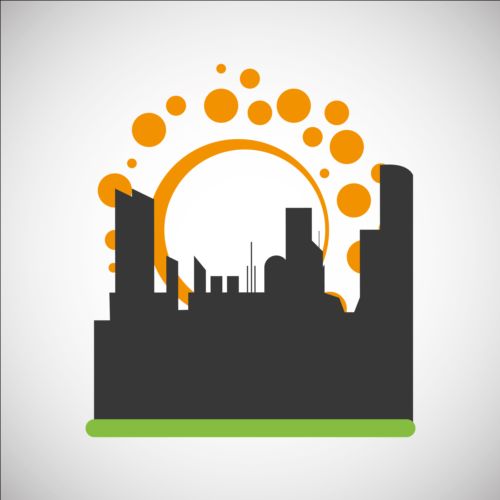 City silhouette with sun background vector 01 sun silhouette city   