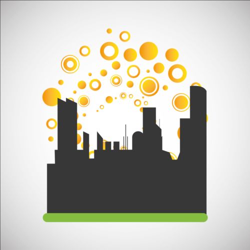 City silhouette with sun background vector 10 sun silhouette city   